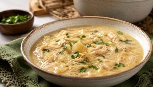Sopa de mandioca com frango sem glúten