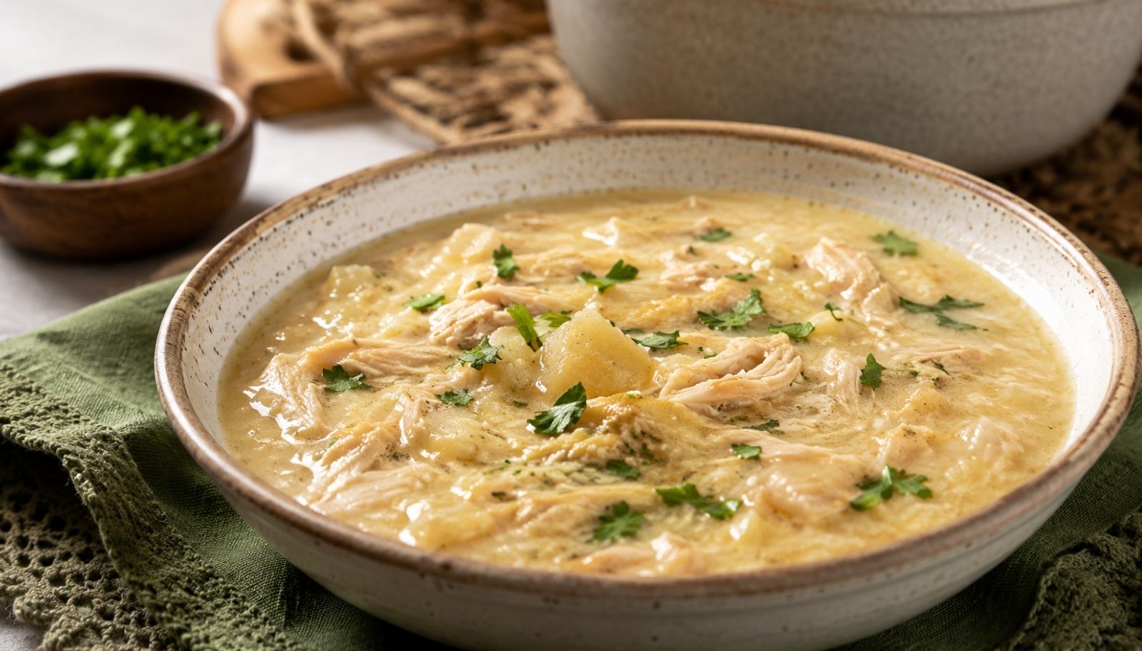 Sopa de mandioca com frango sem glúten